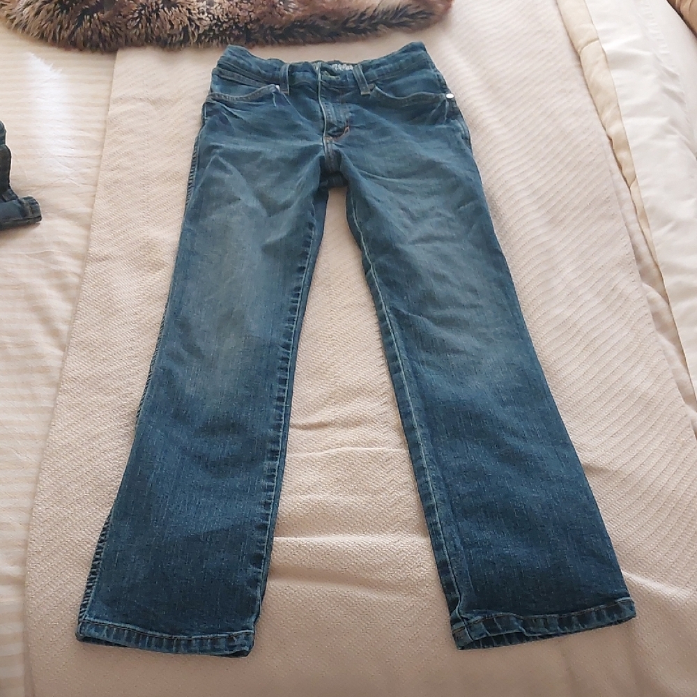 Wrangler Retro Straight Leg Blue Jeans, Boys, 12 Slim, Adjustable, Dk Denim